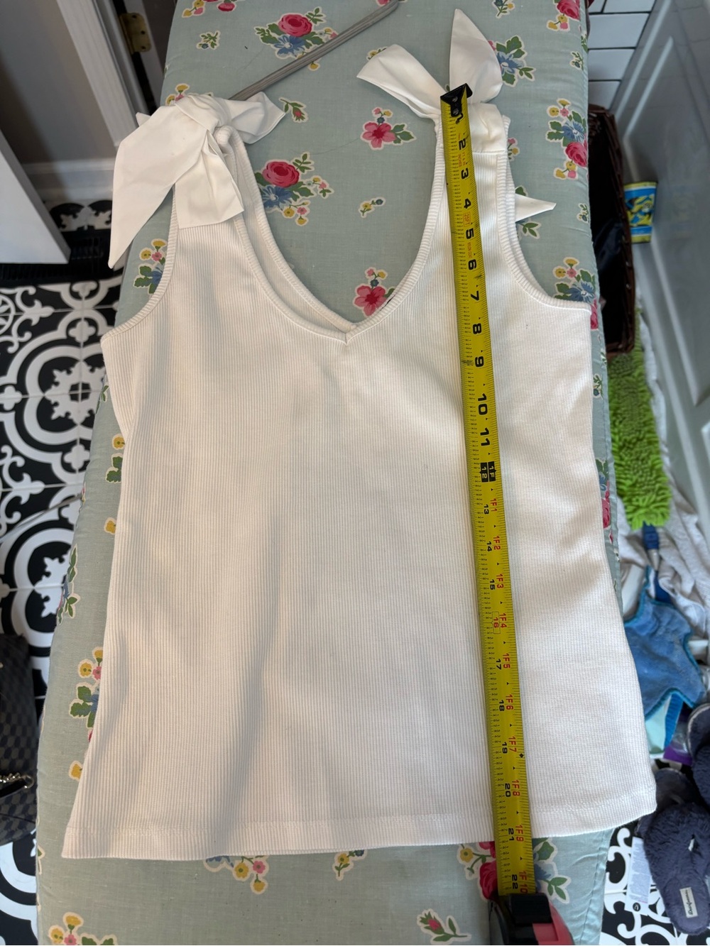 French Connection White Ribbed Crew Neck Tank Top